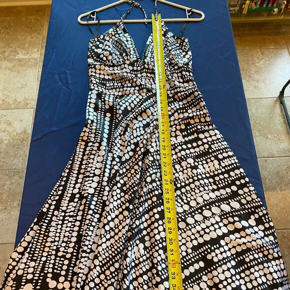 Alyn Paige New York Black White Sleeveless Print Halter Maxi Dress Size 3/4 - Picture 8 of 8